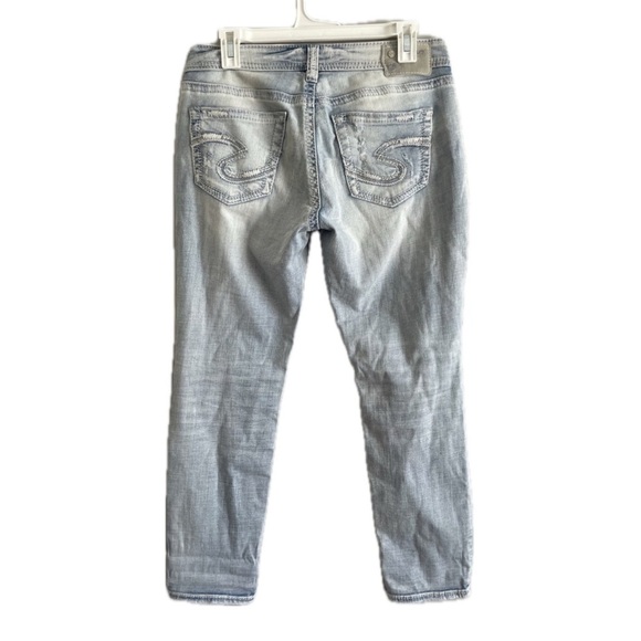 Silver Boyfriend Fit Western Glove Works Super Stretch Jeans - Picture 1 of 7